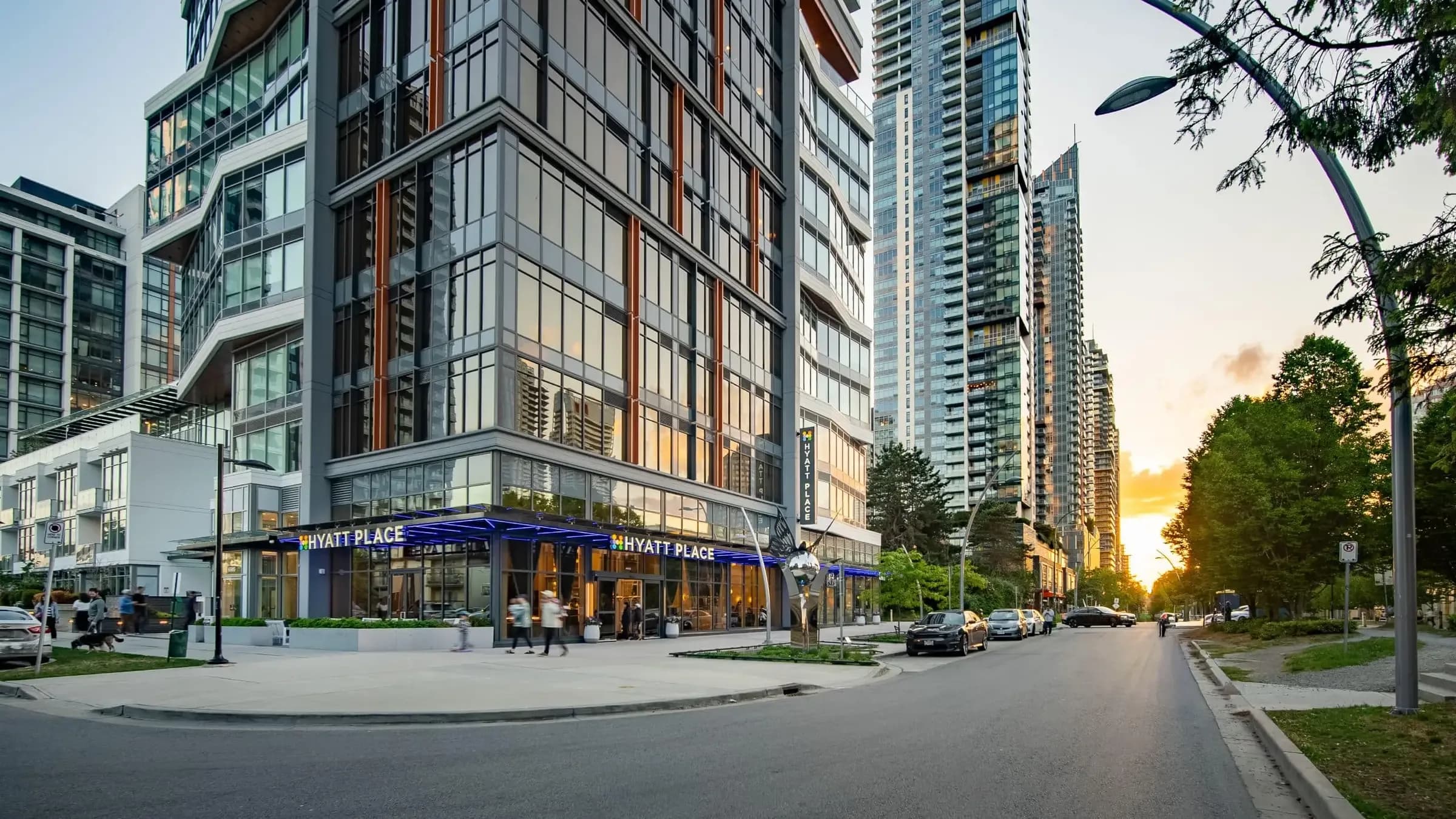 Hyatt Place entrance at street level in Metrotown, Burnaby